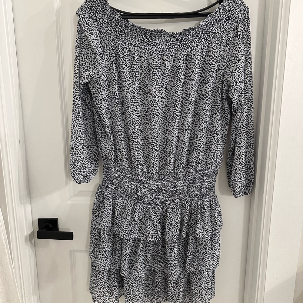 Michael Kors Navy and White Patterned Dress